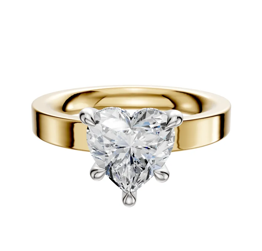 14K Two Tone 4 Prong Hidden Halo Classic Flat 3.0mm Engagement Ring sold by Promise By Effy