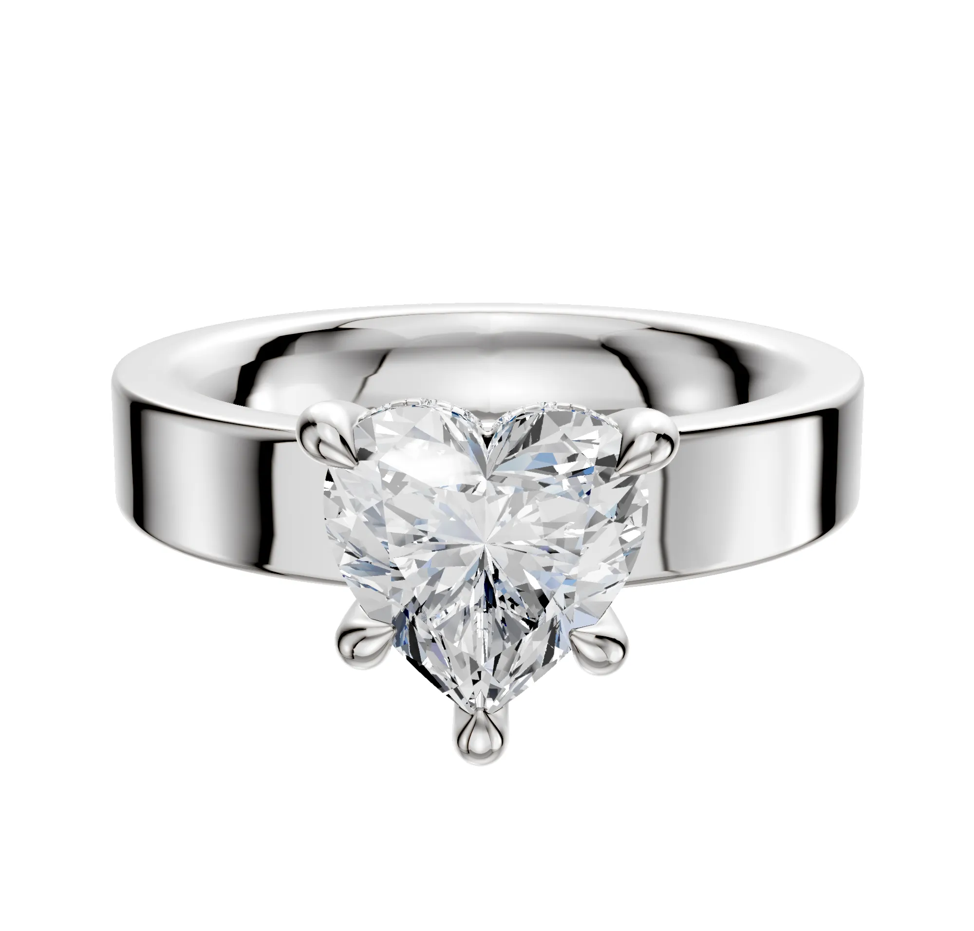 14K White Gold 4 Prong Hidden Halo Classic Flat 4.0mm Engagement Ring sold by Promise By Effy