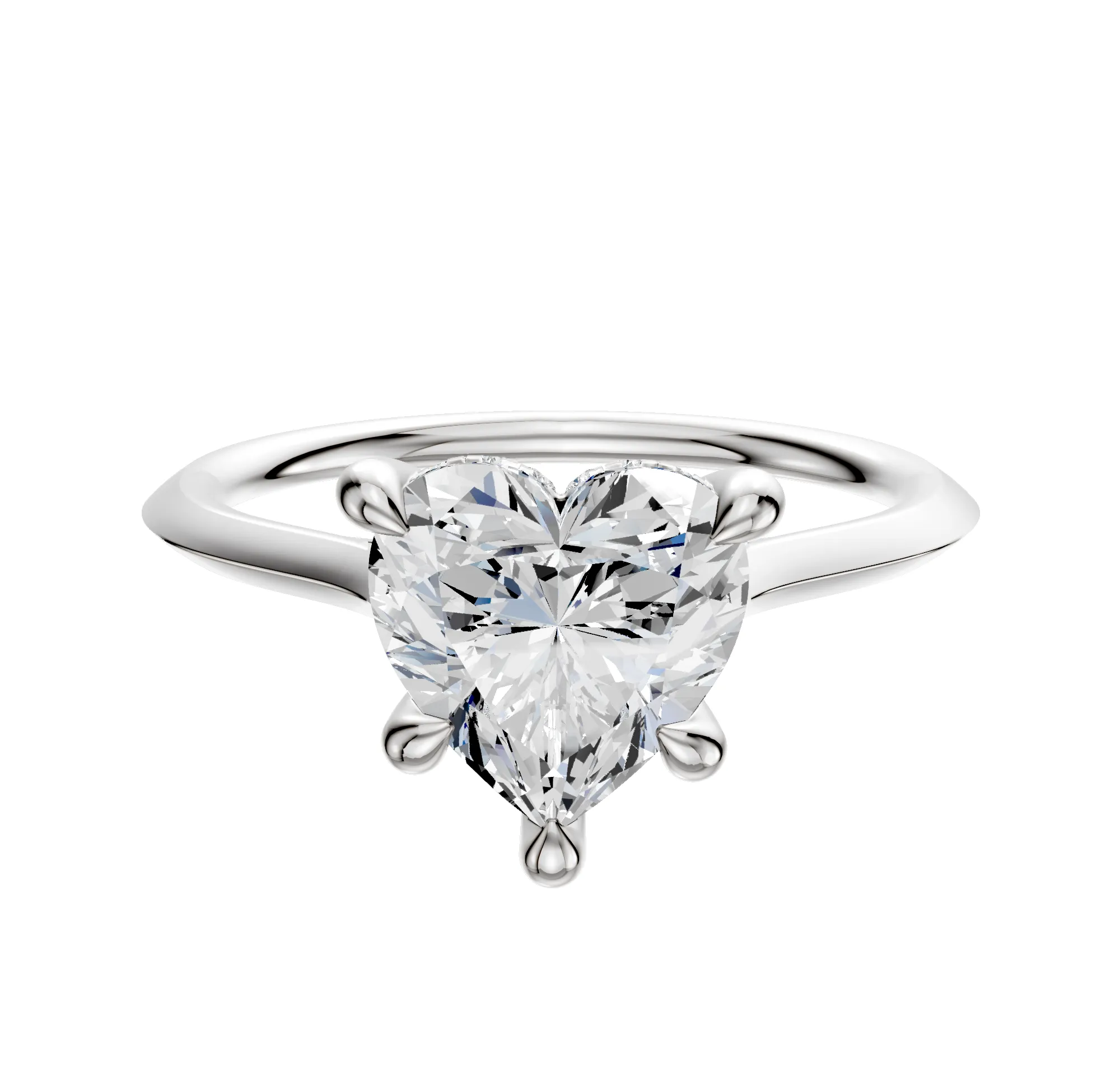 14K White Gold 4 Prong Hidden Halo Cathedral Knife Edge 1.5mm Engagement Ring sold by Promise By Effy