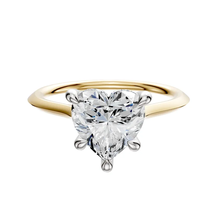 14K Two Tone 4 Prong Hidden Halo Cathedral Knife Edge 1.5mm Engagement Ring sold by Promise By Effy