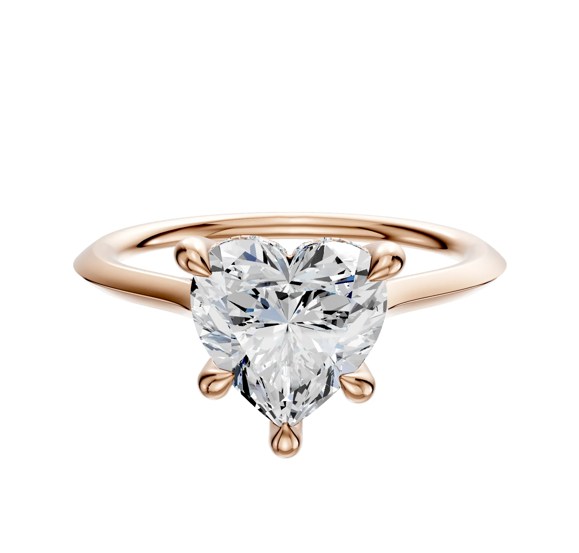 14K Rose Gold 4 Prong Hidden Halo Cathedral Knife Edge 1.5mm Engagement Ring sold by Promise By Effy