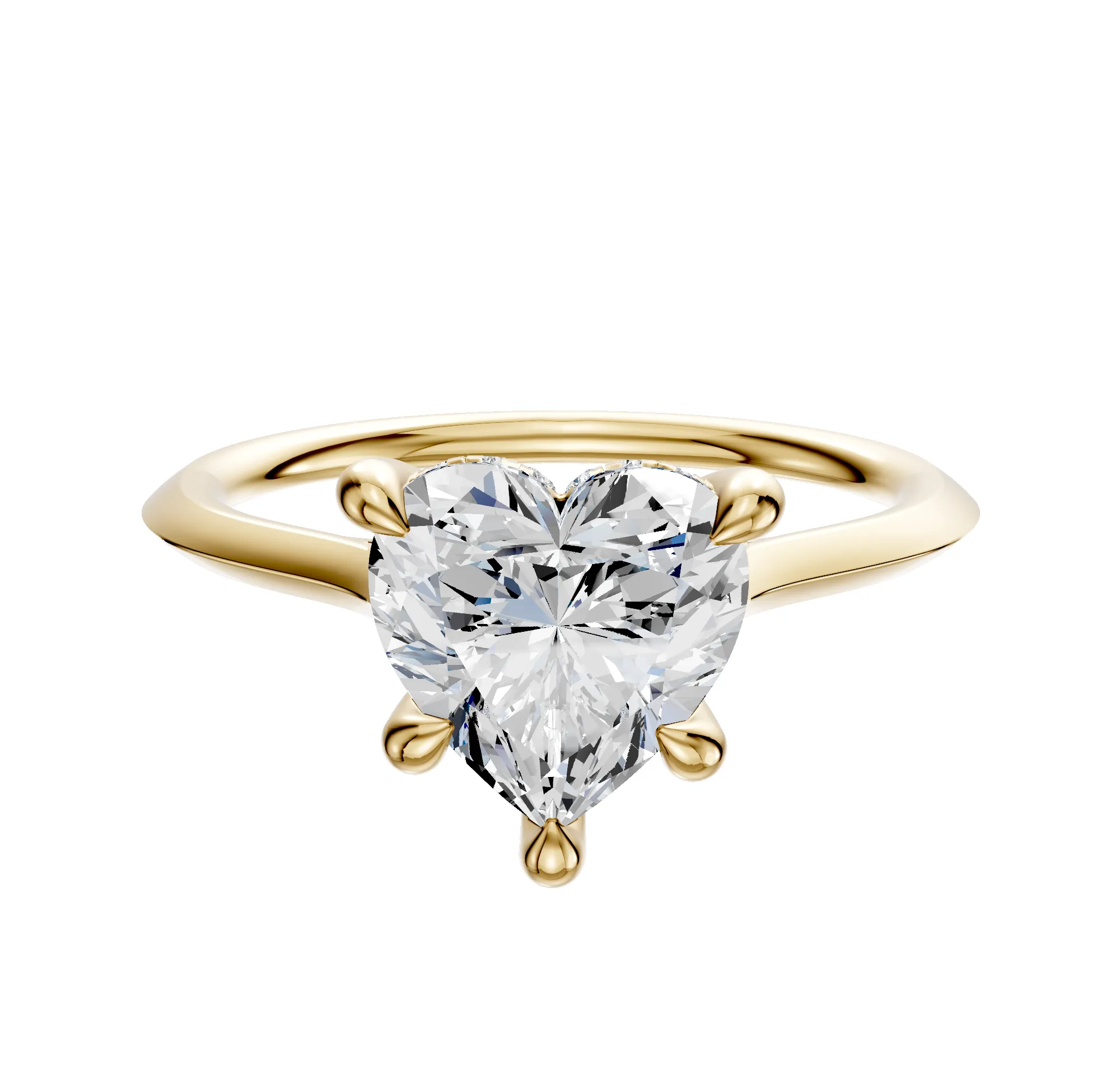 18K Yellow Gold 4 Prong Hidden Halo Cathedral Knife Edge 1.5mm Engagement Ring sold by Promise By Effy