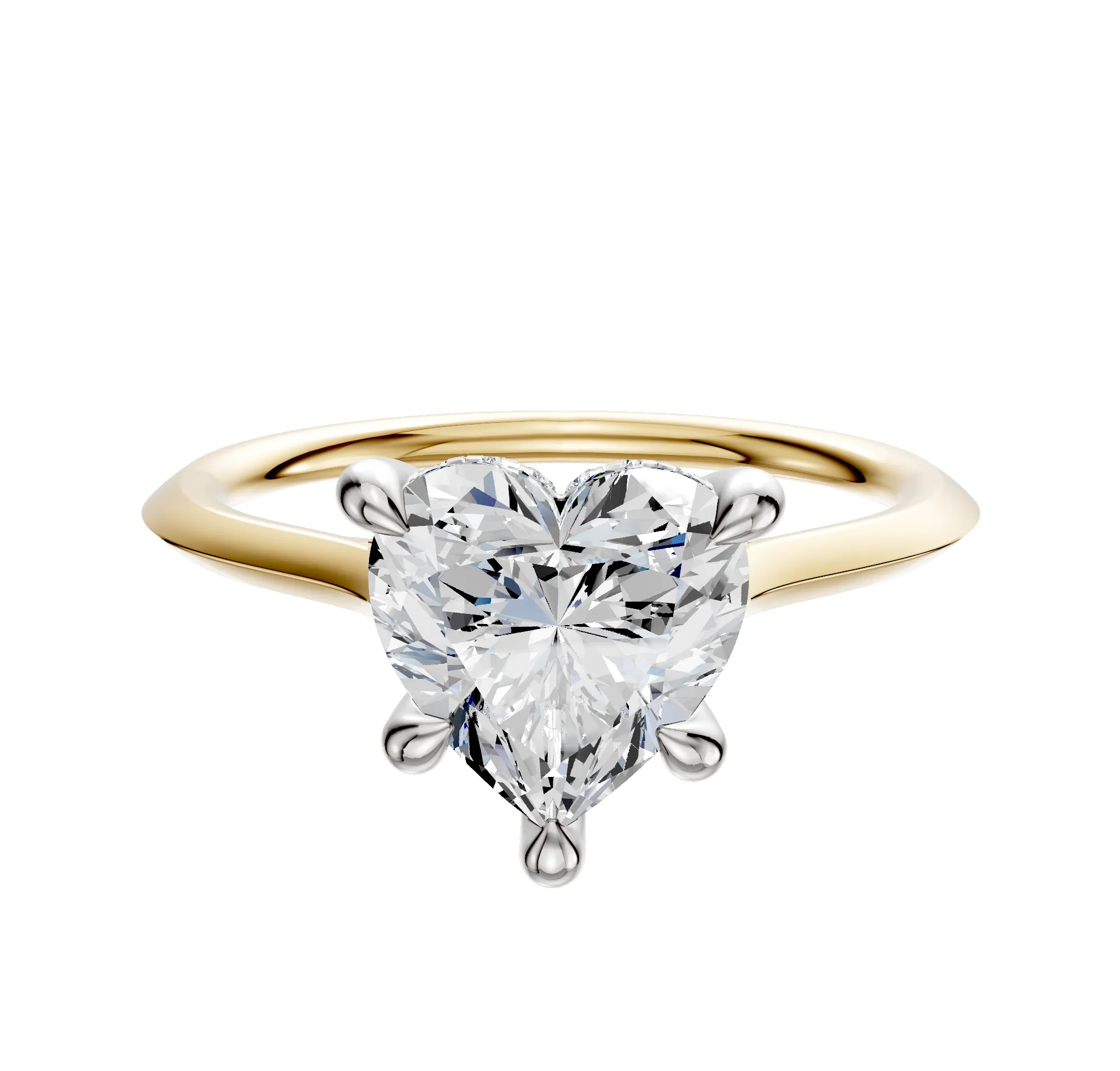 18K Two Tone 4 Prong Hidden Halo Cathedral Knife Edge 1.5mm Engagement Ring sold by Promise By Effy