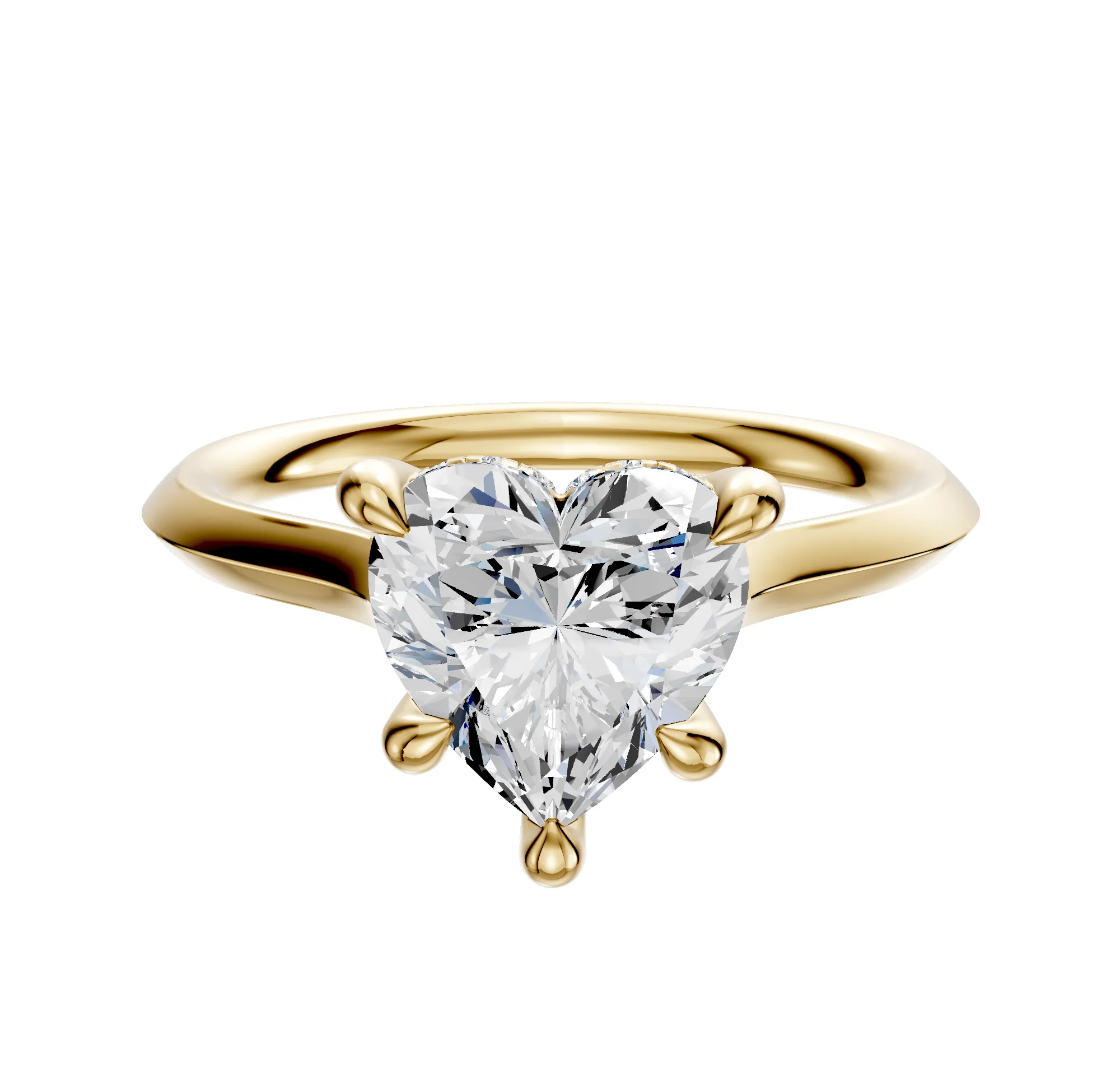 14K Yellow Gold 4 Prong Hidden Halo Cathedral Knife Edge 2.0mm Engagement Ring sold by Promise By Effy