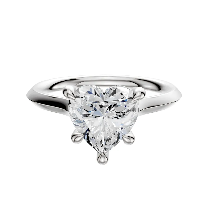 18K White Gold 4 Prong Hidden Halo Cathedral Knife Edge 2.0mm Engagement Ring sold by Promise By Effy