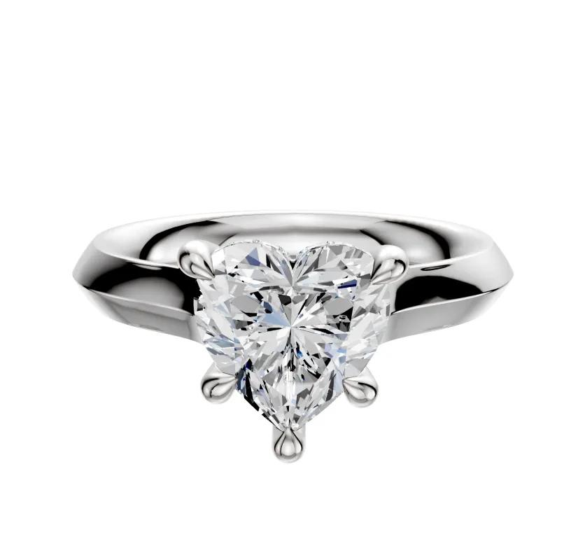 14K White Gold 4 Prong Hidden Halo Cathedral Knife Edge 3.0mm Engagement Ring sold by Promise By Effy