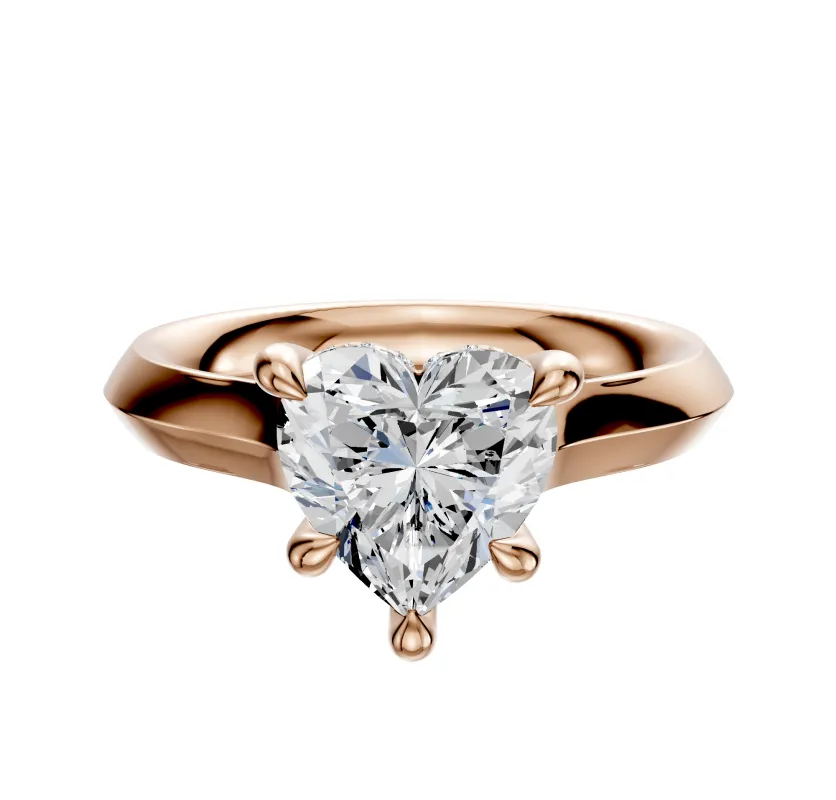 14K Rose Gold 4 Prong Hidden Halo Cathedral Knife Edge 3.0mm Engagement Ring sold by Promise By Effy