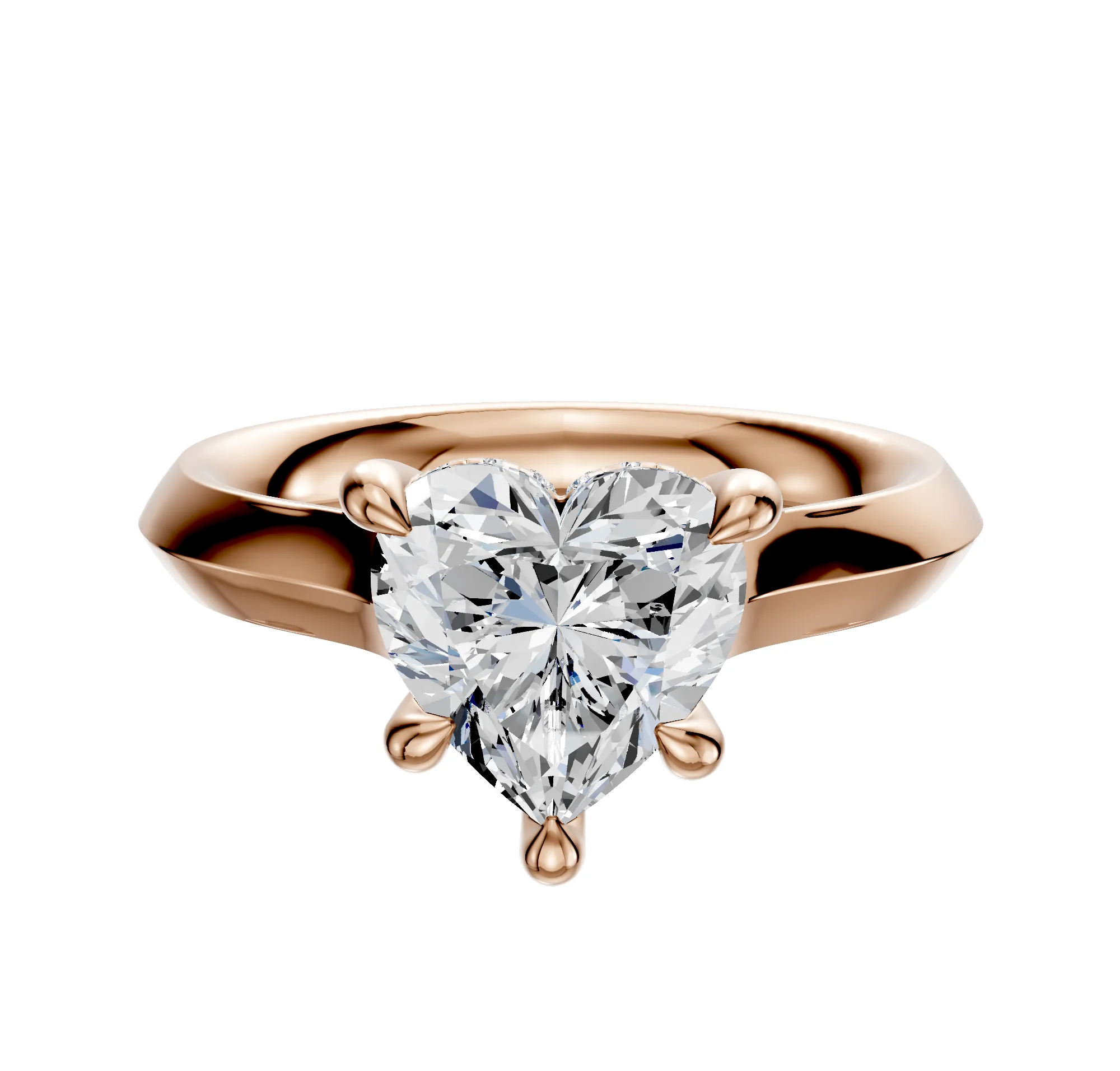 14K Rose Gold 4 Prong Hidden Halo Cathedral Knife Edge 3.0mm Engagement Ring sold by Promise By Effy