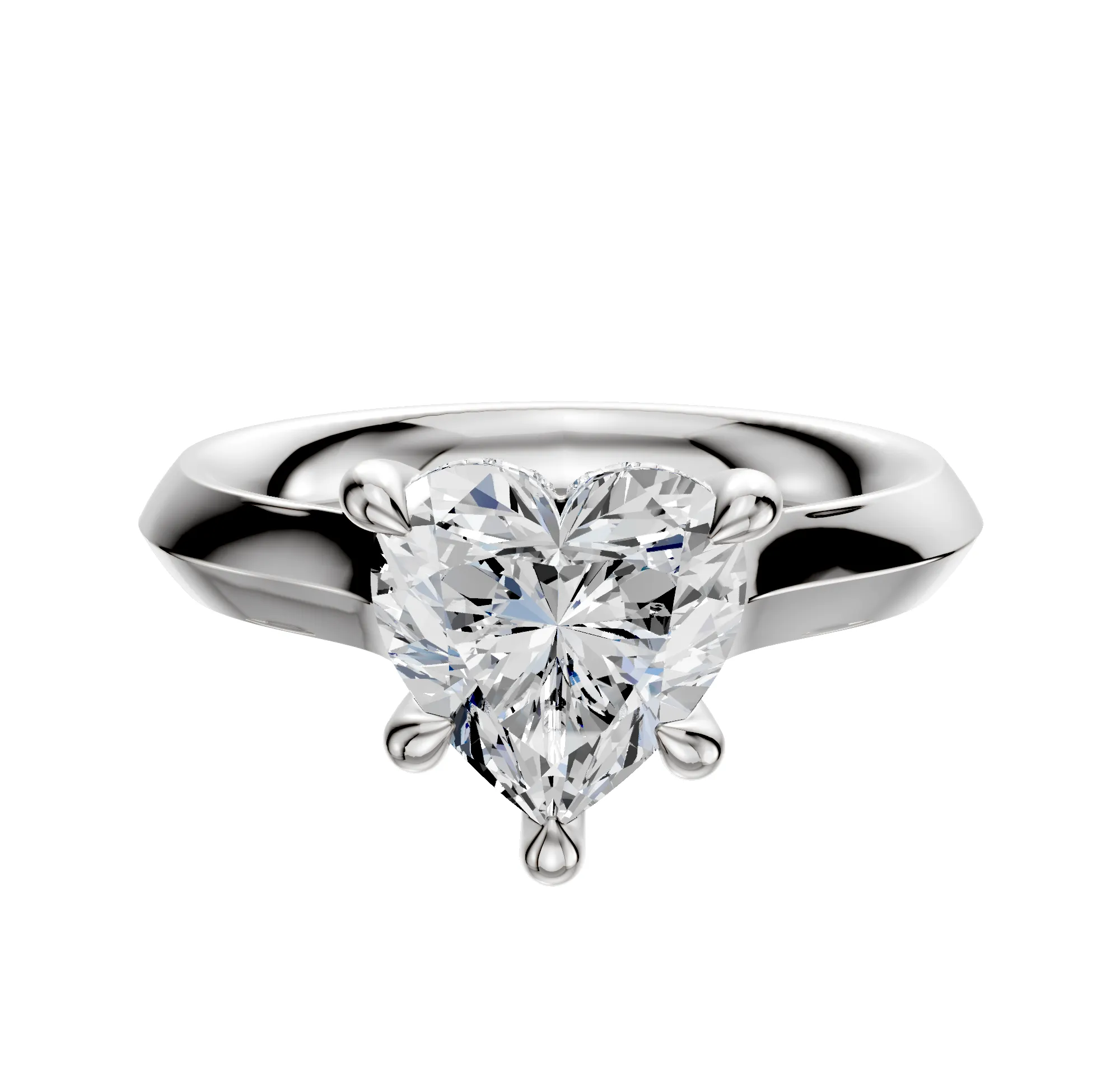 18K White Gold 4 Prong Hidden Halo Cathedral Knife Edge 3.0mm Engagement Ring sold by Promise By Effy