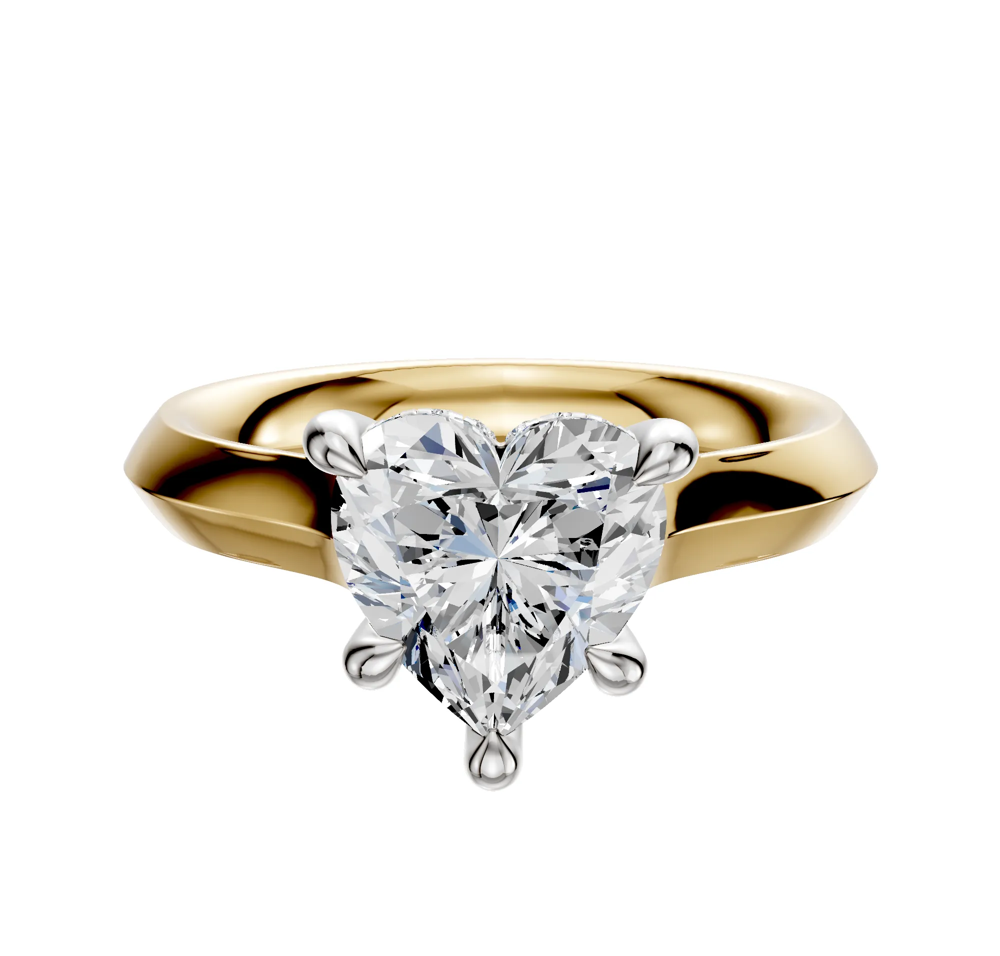 14K Two Tone 4 Prong Hidden Halo Cathedral Knife Edge 3.0mm Engagement Ring sold by Promise By Effy