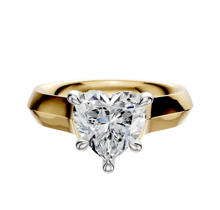 14K Two Tone 4 Prong Hidden Halo Cathedral Knife Edge 4.0mm Engagement Ring sold by Promise By Effy