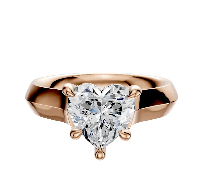 18K Rose Gold 4 Prong Hidden Halo Cathedral Knife Edge 4.0mm Engagement Ring sold by Promise By Effy