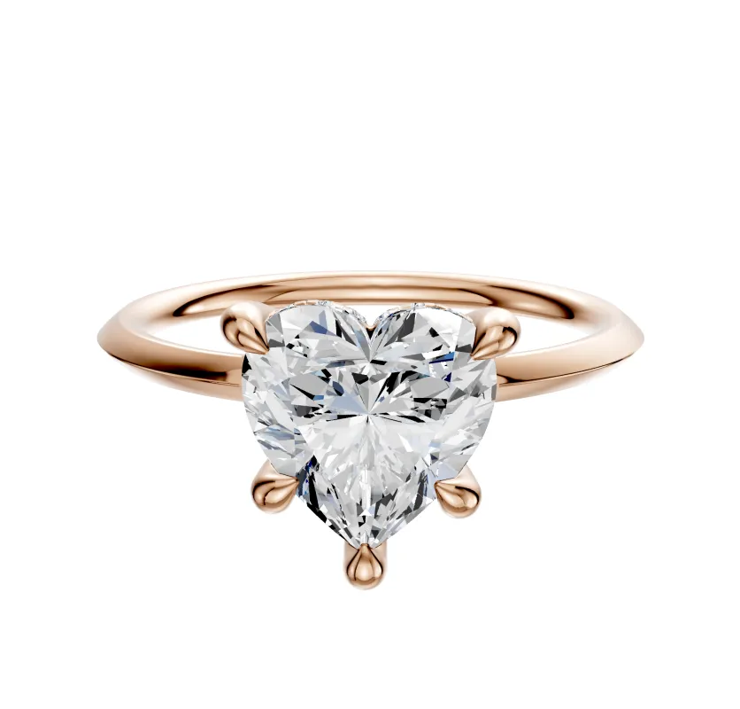 14K Rose Gold 4 Prong Hidden Halo Classic Knife Edge 1.5mm Engagement Ring sold by Promise By Effy