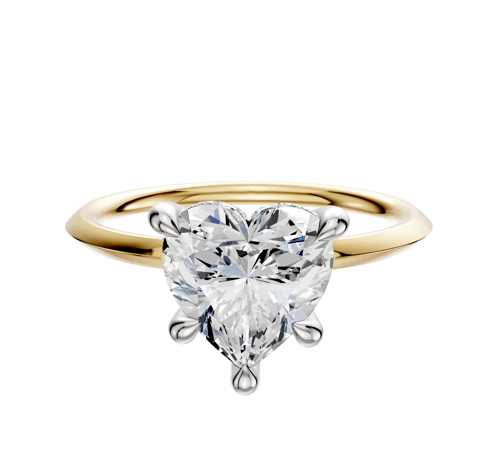 14K Two Tone 4 Prong Hidden Halo Classic Knife Edge 1.5mm Engagement Ring sold by Promise By Effy