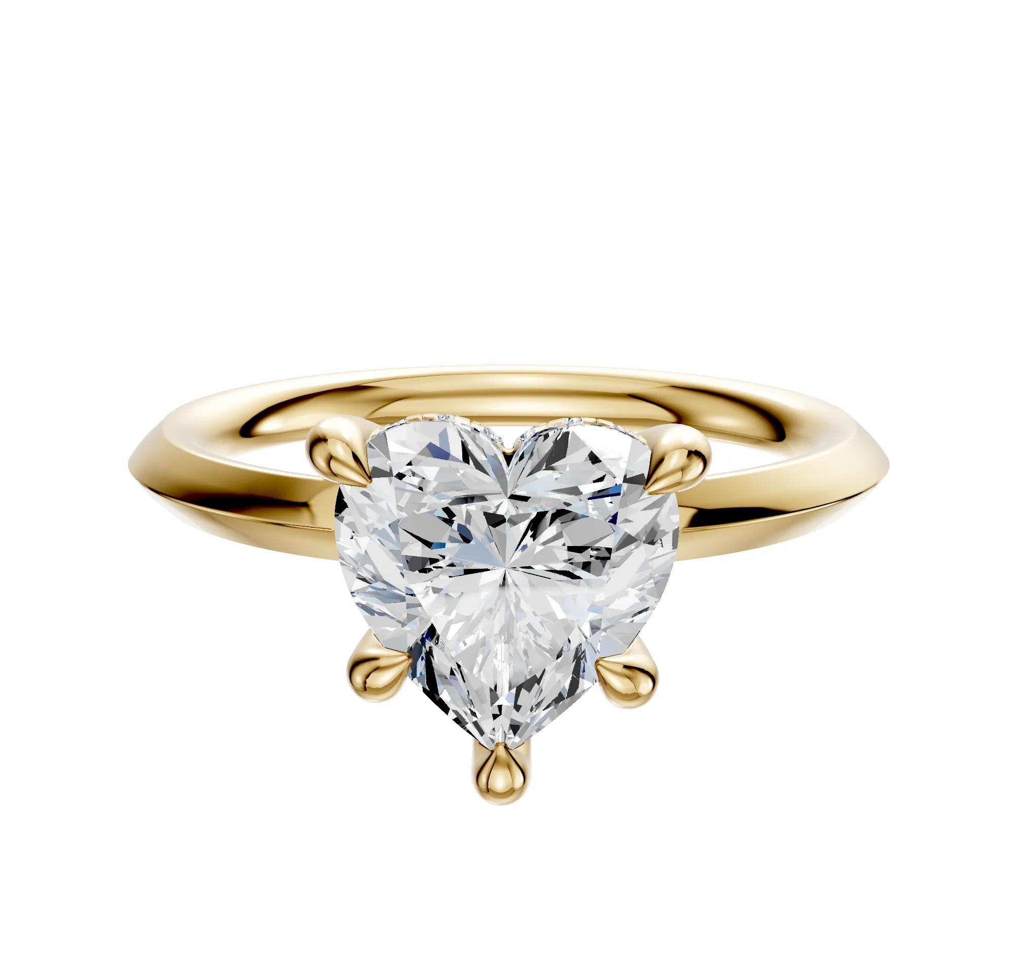 14K Yellow Gold 4 Prong Hidden Halo Classic Knife Edge 2.0mm Engagement Ring sold by Promise By Effy