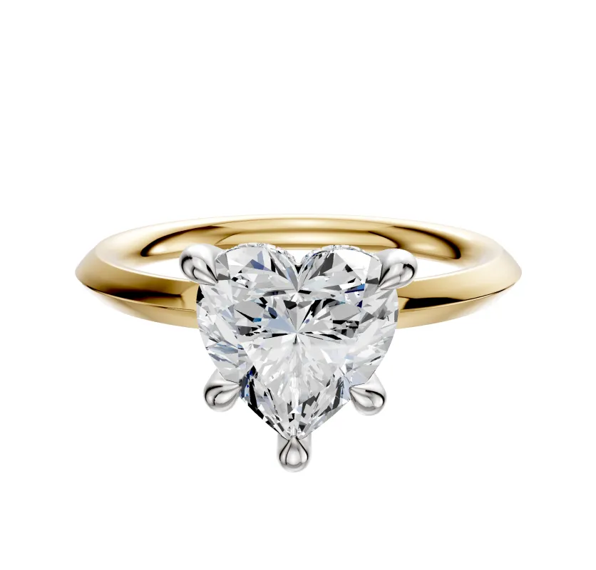 14K Two Tone 4 Prong Hidden Halo Classic Knife Edge 2.0mm Engagement Ring sold by Promise By Effy