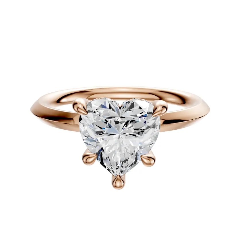 14K Rose Gold 4 Prong Hidden Halo Classic Knife Edge 2.0mm Engagement Ring sold by Promise By Effy