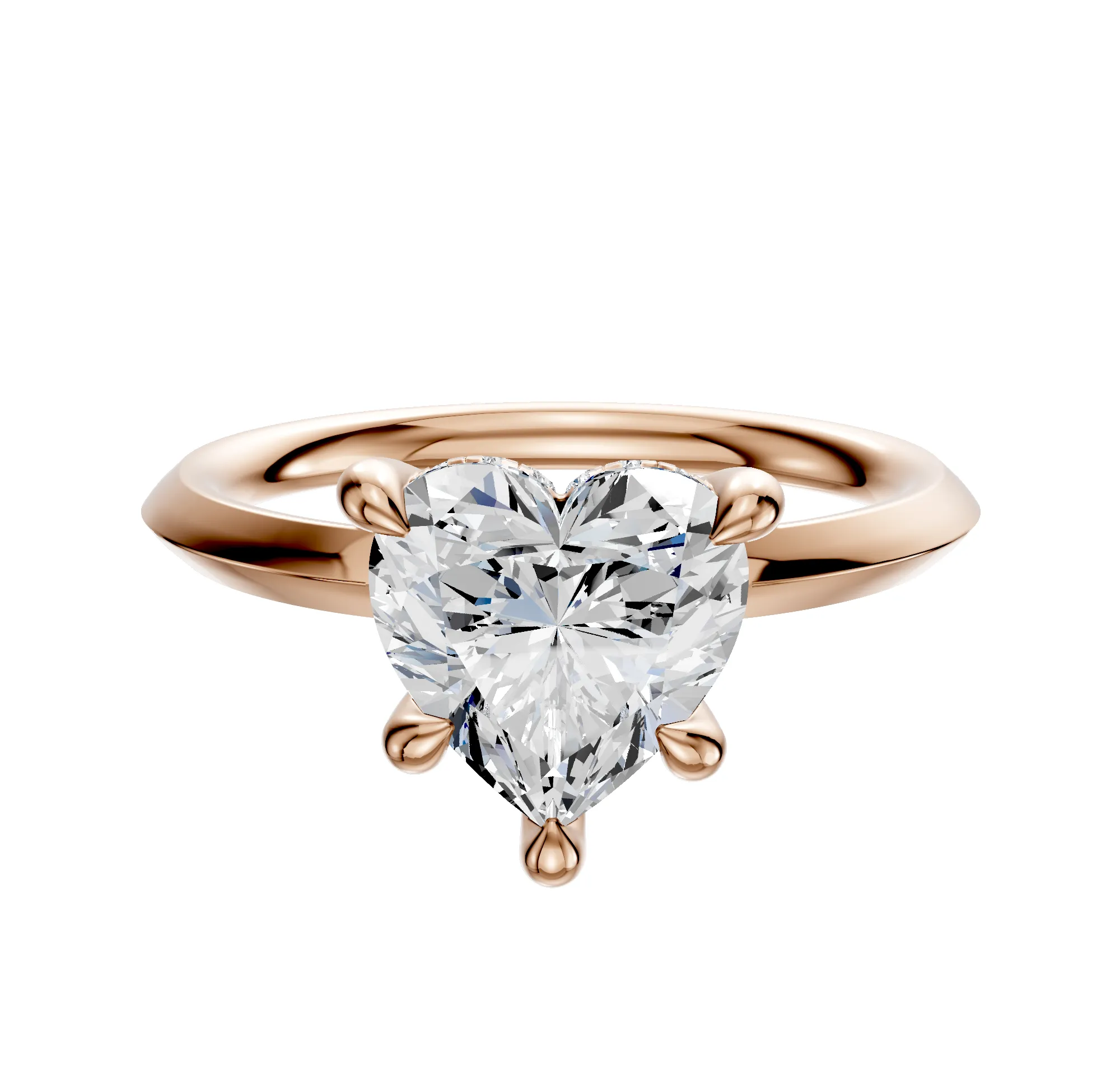 18K Rose Gold 4 Prong Hidden Halo Classic Knife Edge 2.0mm Engagement Ring sold by Promise By Effy