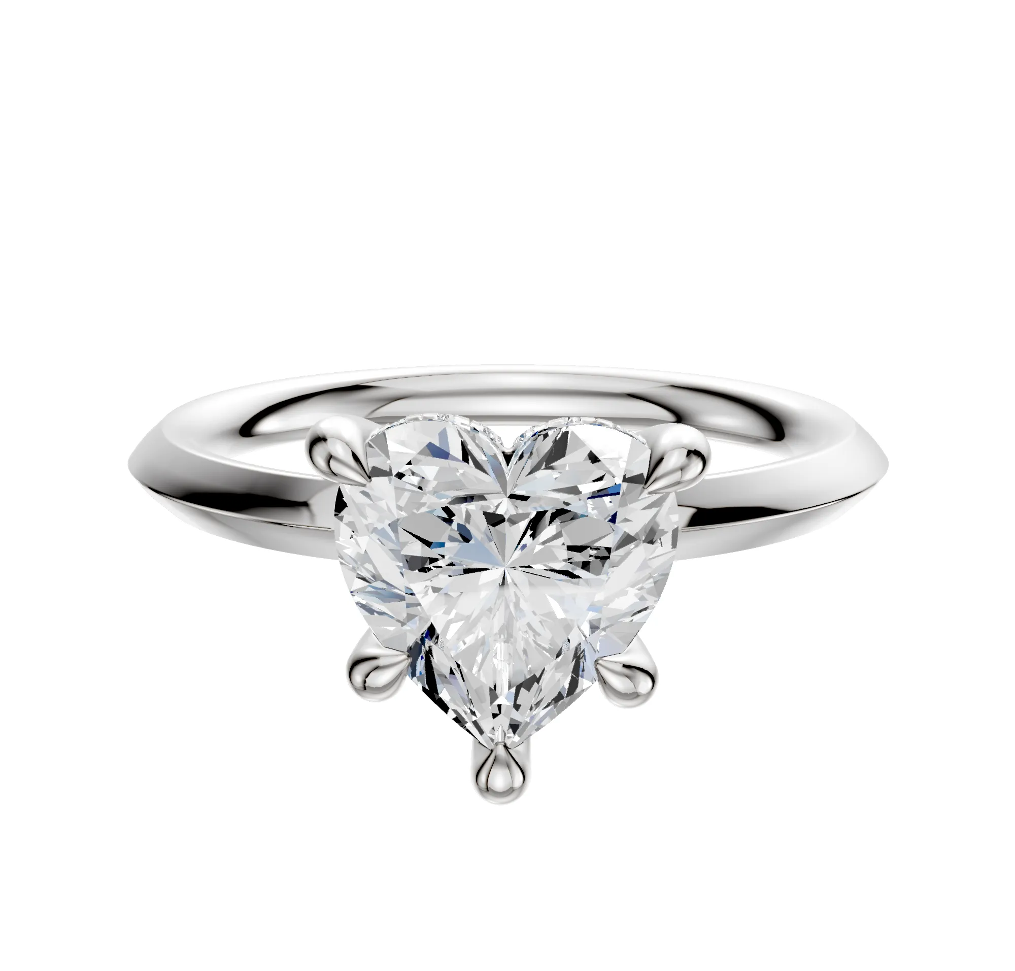 Platinum 4 Prong Hidden Halo Classic Knife Edge 2.0mm Engagement Ring sold by Promise By Effy