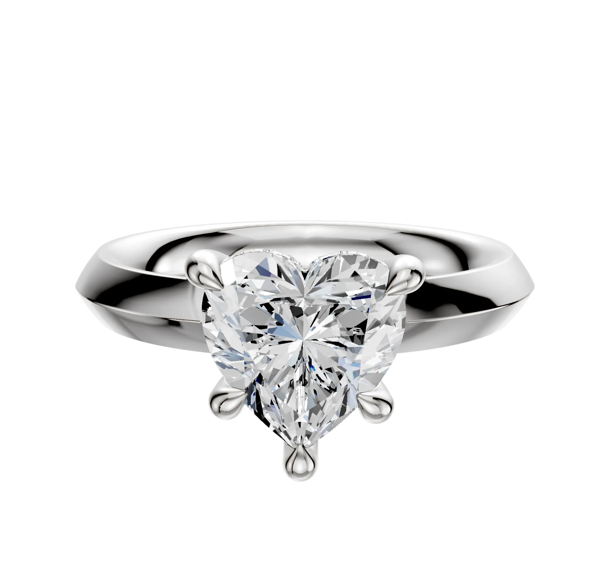 14K White Gold 4 Prong Hidden Halo Classic Knife Edge 3.0mm Engagement Ring sold by Promise By Effy