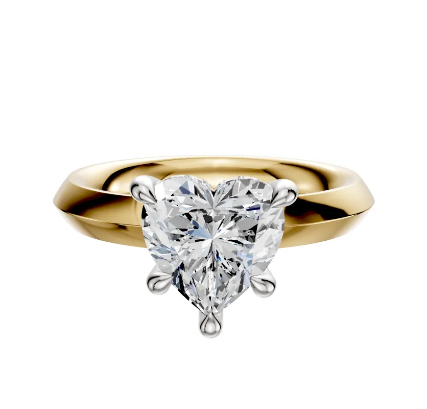 14K Two Tone 4 Prong Hidden Halo Classic Knife Edge 3.0mm Engagement Ring sold by Promise By Effy