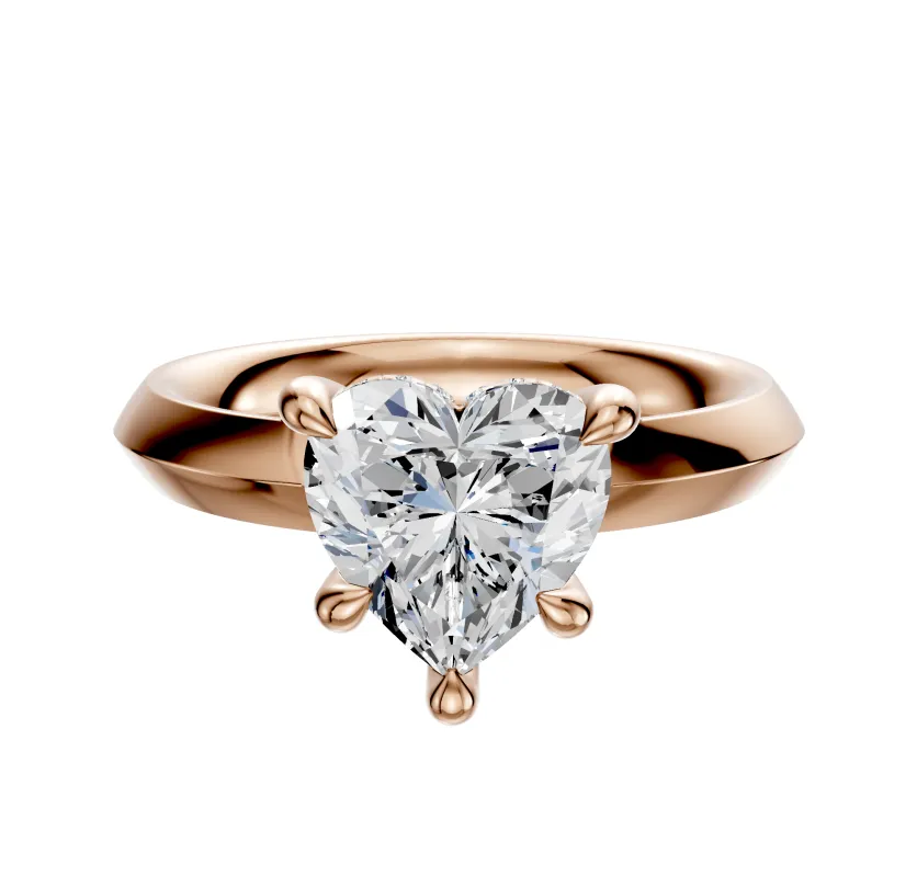 18K Rose Gold 4 Prong Hidden Halo Classic Knife Edge 3.0mm Engagement Ring sold by Promise By Effy