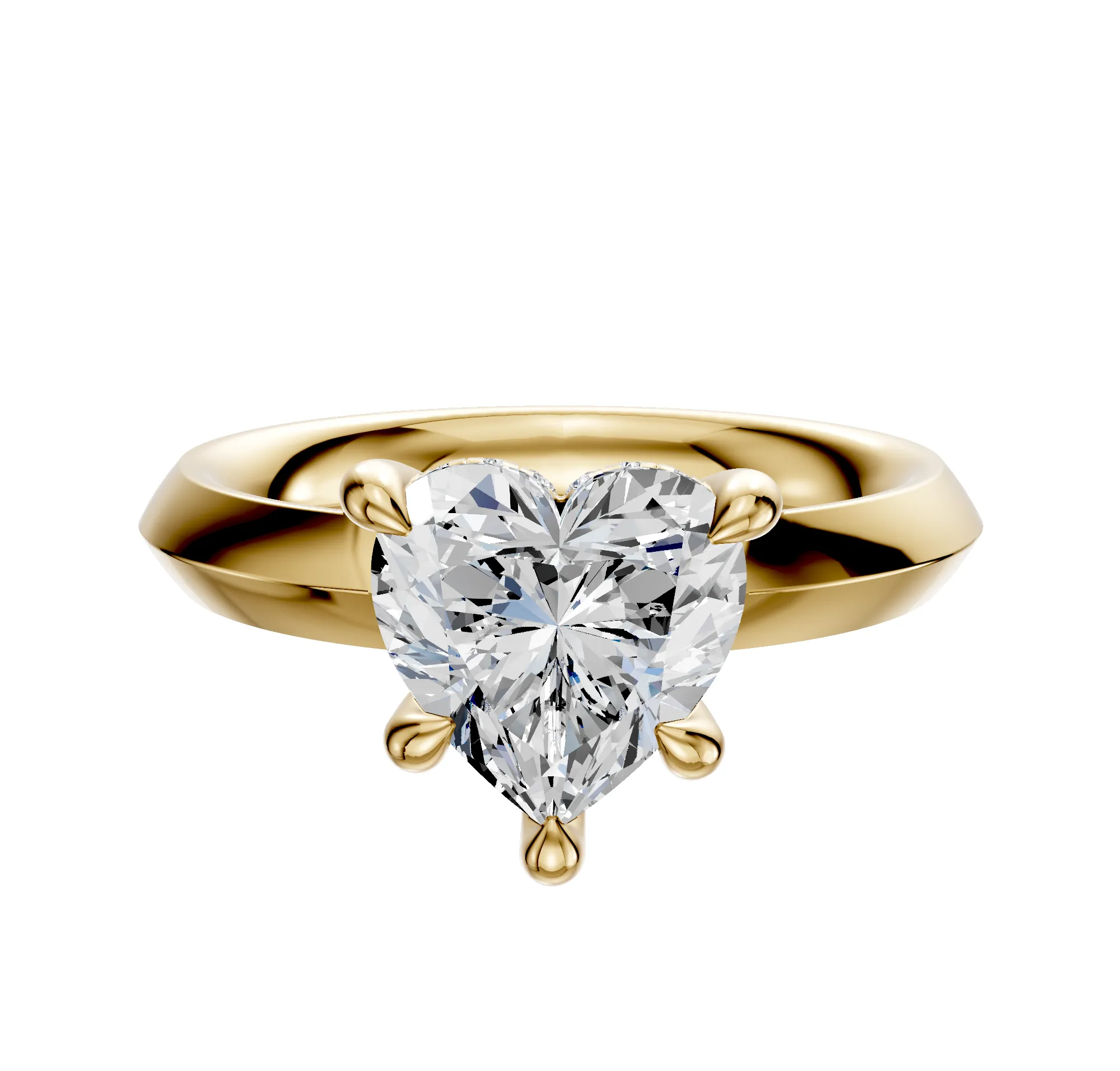 18K Yellow Gold 4 Prong Hidden Halo Classic Knife Edge 3.0mm Engagement Ring sold by Promise By Effy