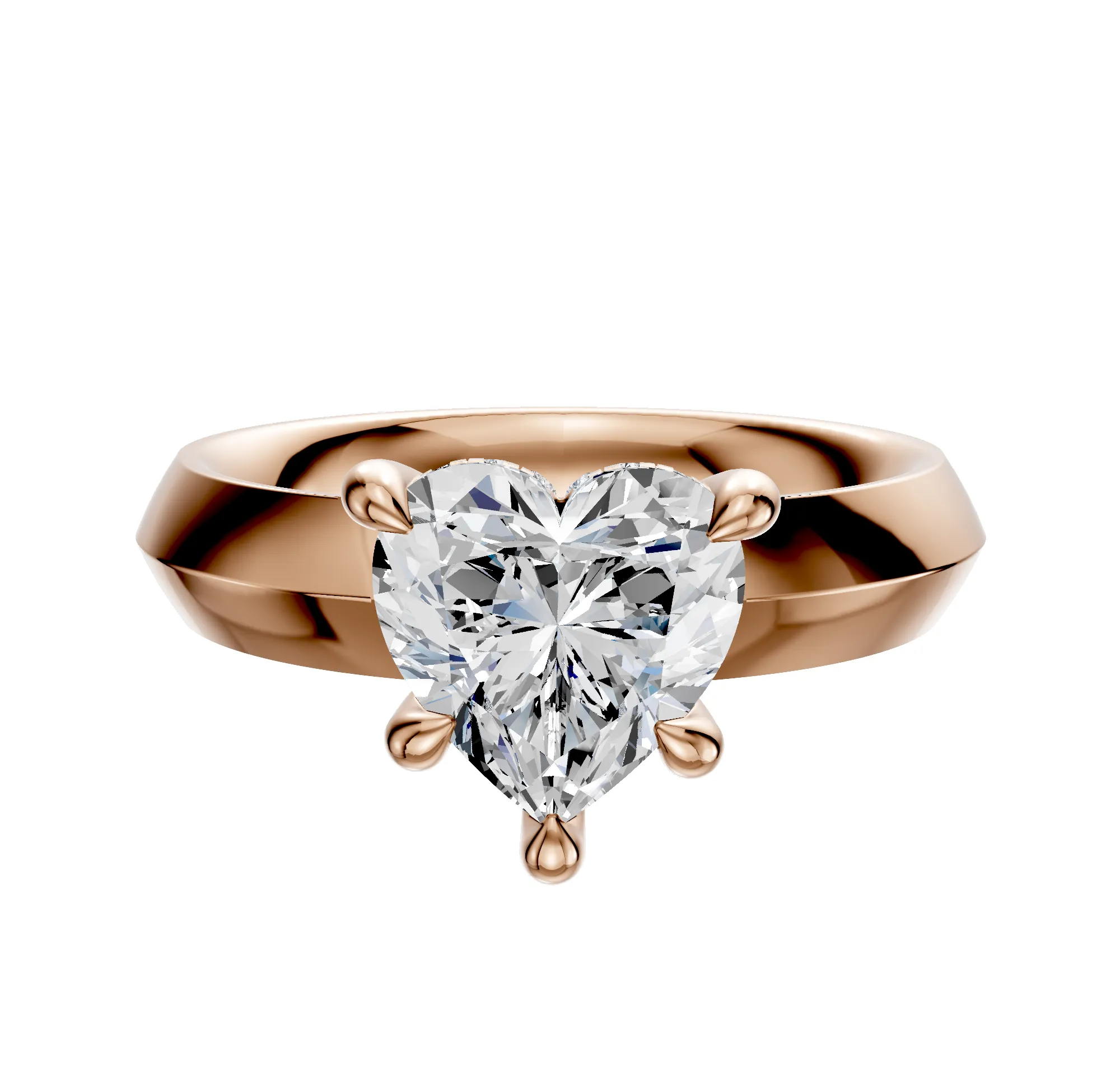 14K Rose Gold 4 Prong Hidden Halo Classic Knife Edge 4.0mm Engagement Ring sold by Promise By Effy