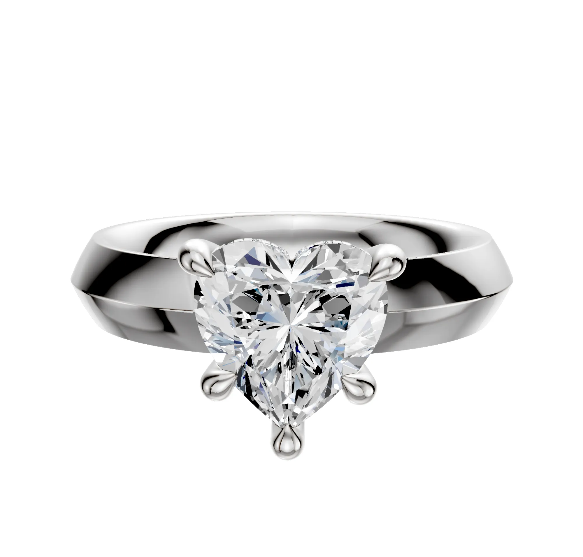 18K White Gold 4 Prong Hidden Halo Classic Knife Edge 4.0mm Engagement Ring sold by Promise By Effy