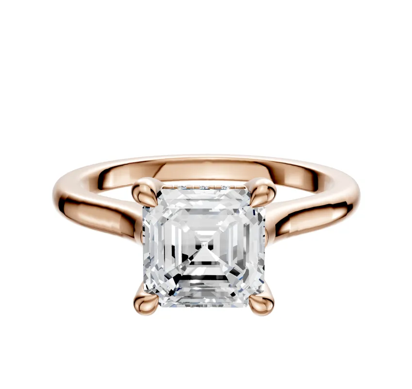 14K Rose Gold 4 Prong Hidden Halo Cathedral Dome 2.0mm Engagement Ring sold by Promise By Effy