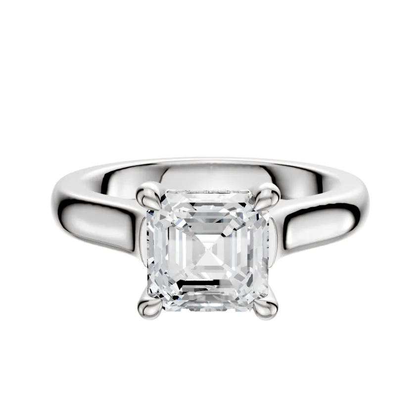 18K White Gold 4 Prong Hidden Halo Cathedral Dome 3.0mm Engagement Ring sold by Promise By Effy