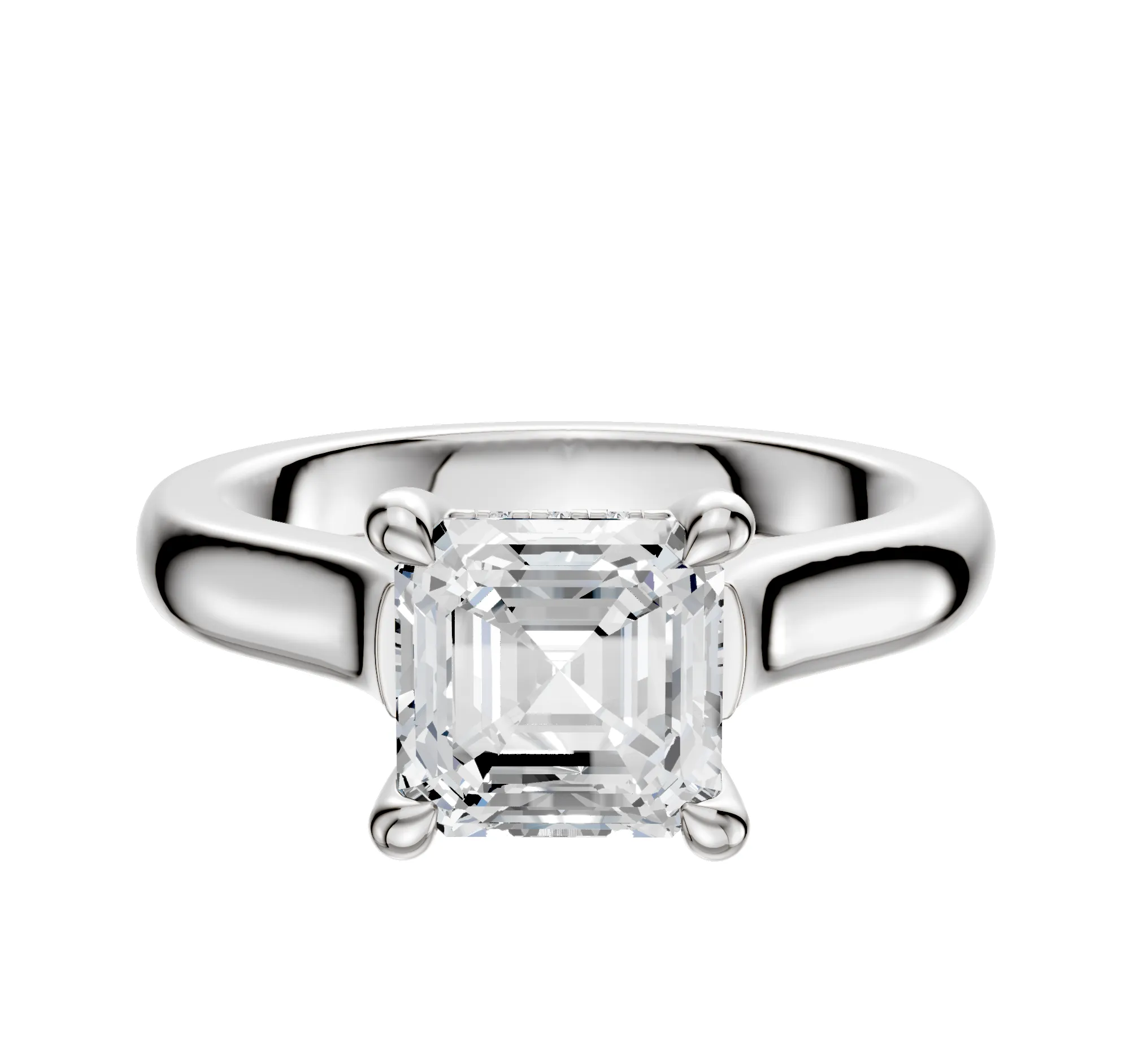 Platinum 4 Prong Hidden Halo Cathedral Dome 3.0mm Engagement Ring sold by Promise By Effy