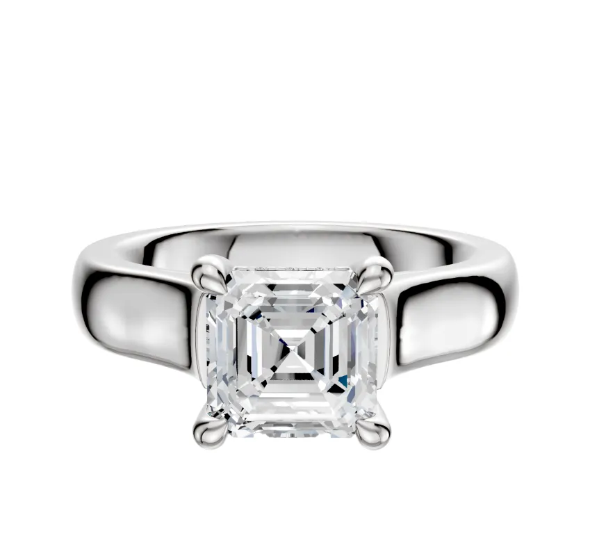 Platinum 4 Prong Hidden Halo Cathedral Dome 4.0mm Engagement Ring sold by Promise By Effy