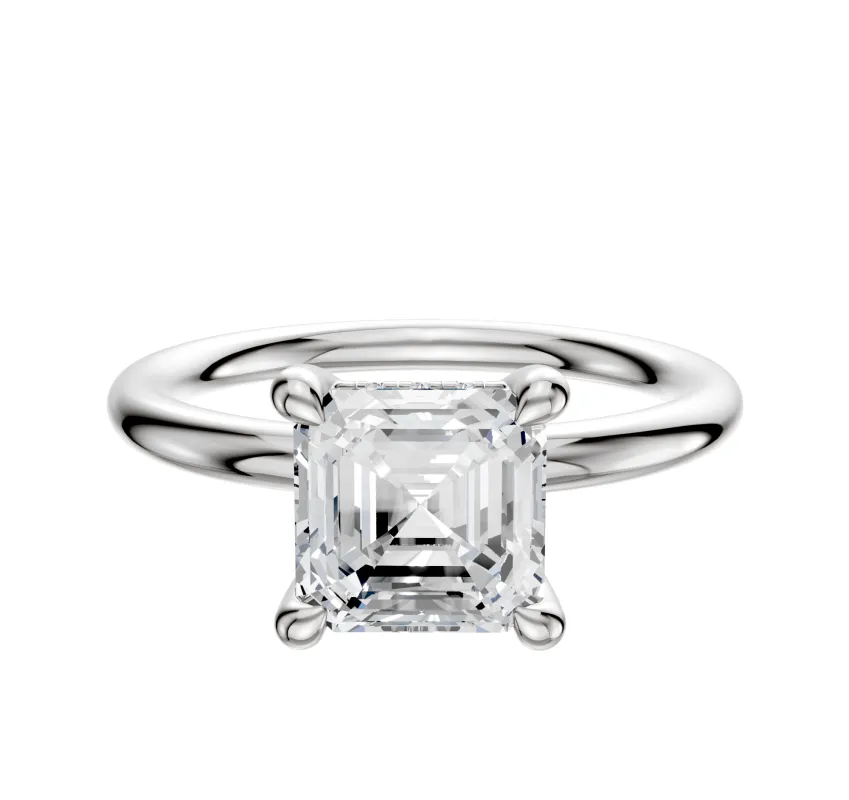 18K White Gold 4 Prong Hidden Halo Classic Dome 2.0mm Engagement Ring sold by Promise By Effy