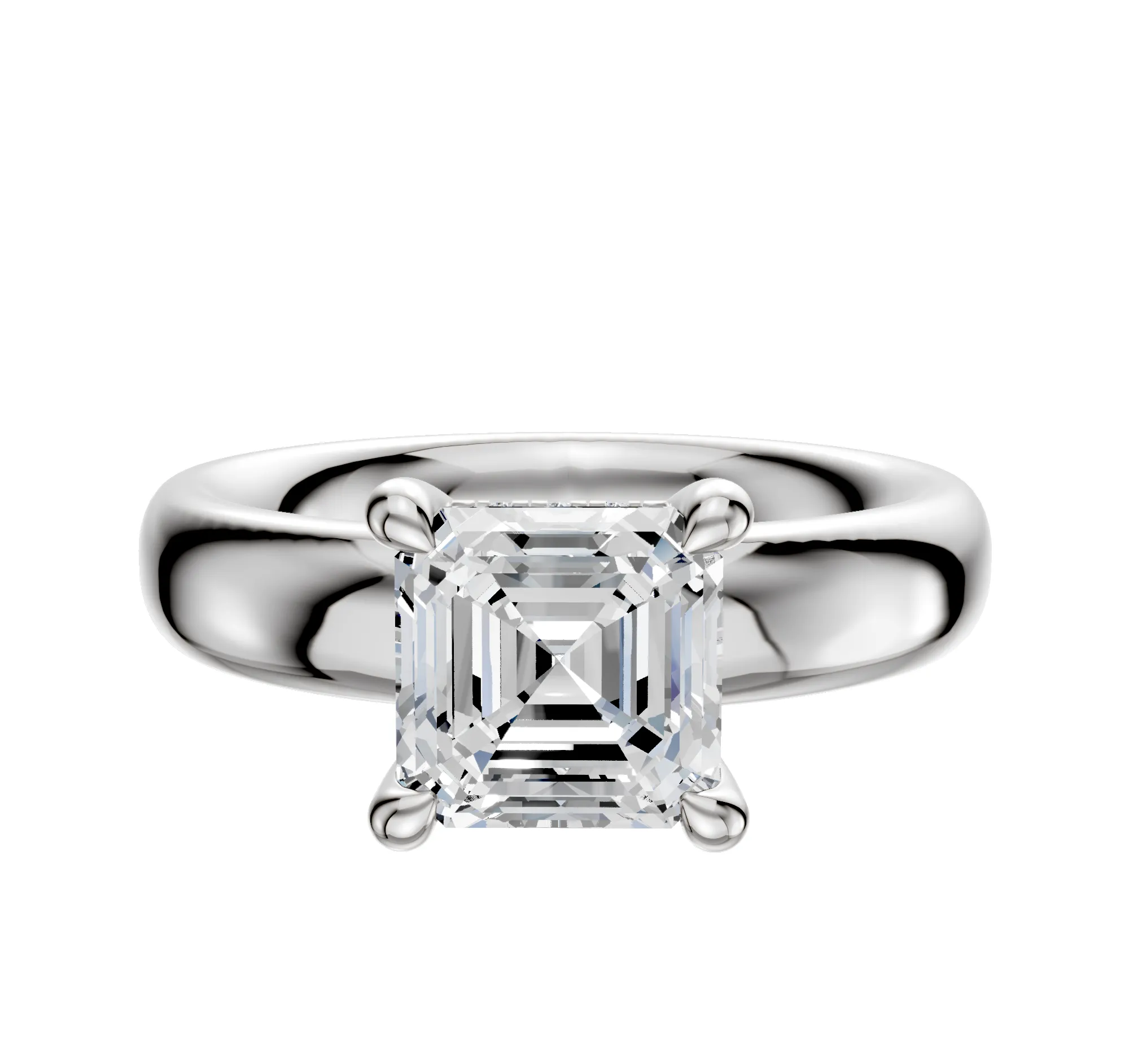 18K White Gold 4 Prong Hidden Halo Classic Dome 4.0mm Engagement Ring sold by Promise By Effy