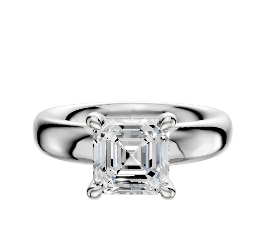 Platinum 4 Prong Hidden Halo Classic Dome 4.0mm Engagement Ring sold by Promise By Effy
