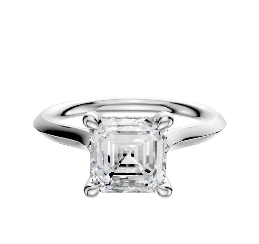 Platinum 4 Prong Hidden Halo Cathedral Knife Edge 2.0mm Engagement Ring made by Promise By Effy