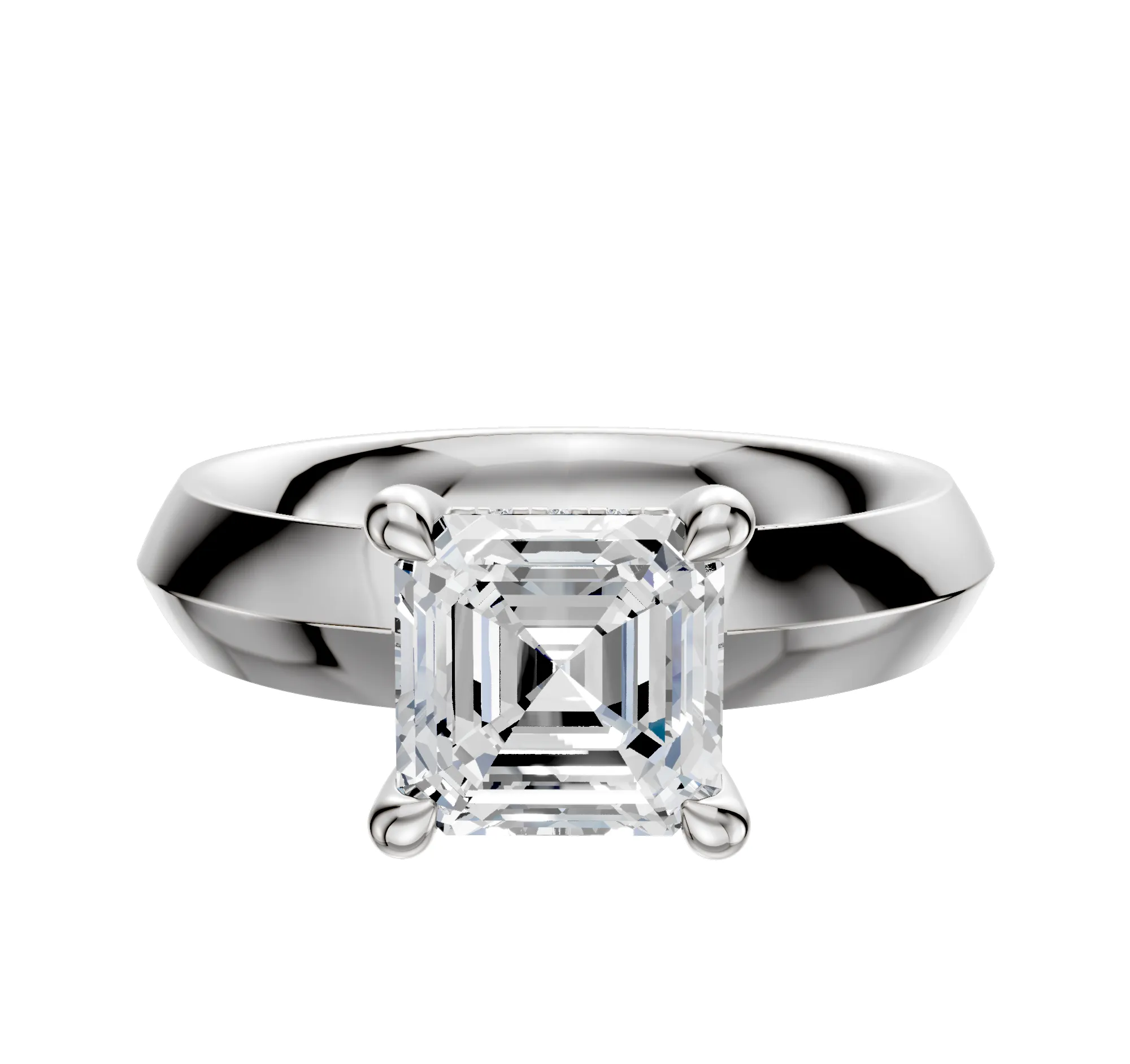 14K White Gold 4 Prong Hidden Halo Classic Knife Edge 4.0mm Engagement Ring sold by Promise By Effy