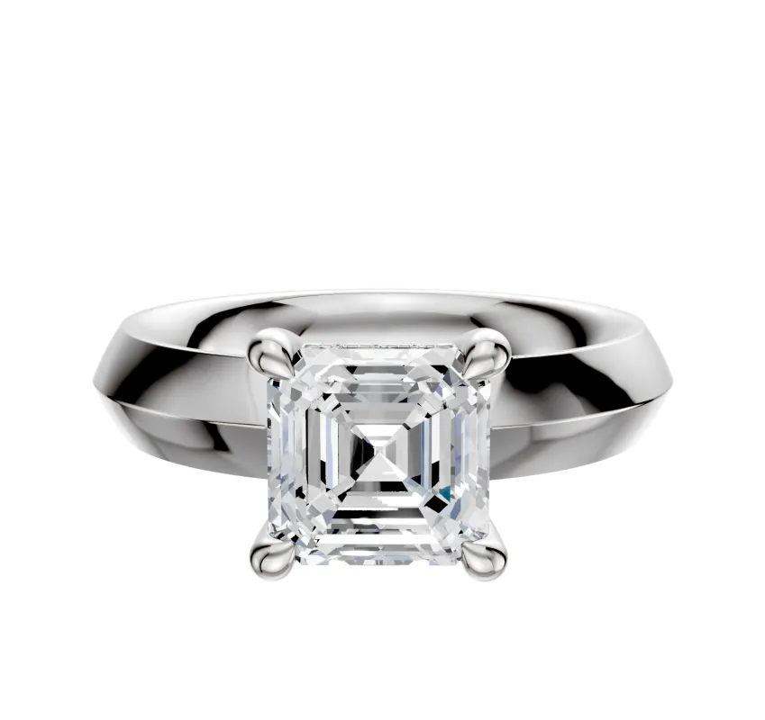 Platinum 4 Prong Hidden Halo Classic Knife Edge 4.0mm Engagement Ring sold by Promise By Effy