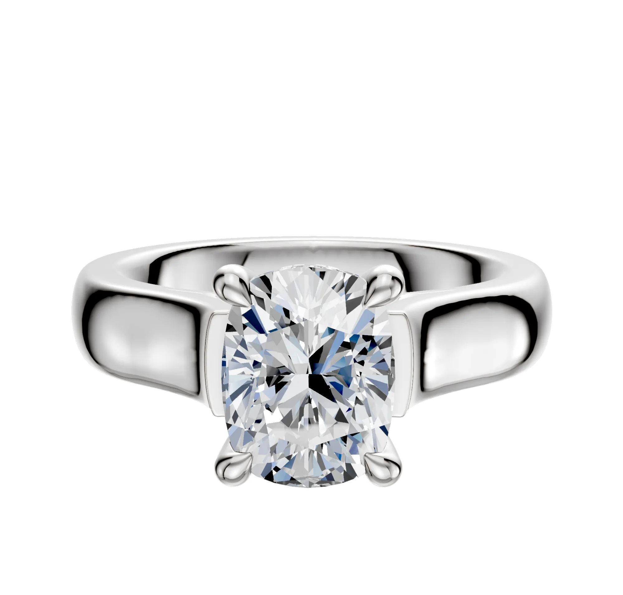 14K White Gold 4 Prong Hidden Halo Cathedral Dome 4.0mm Engagement Ring sold by Promise By Effy