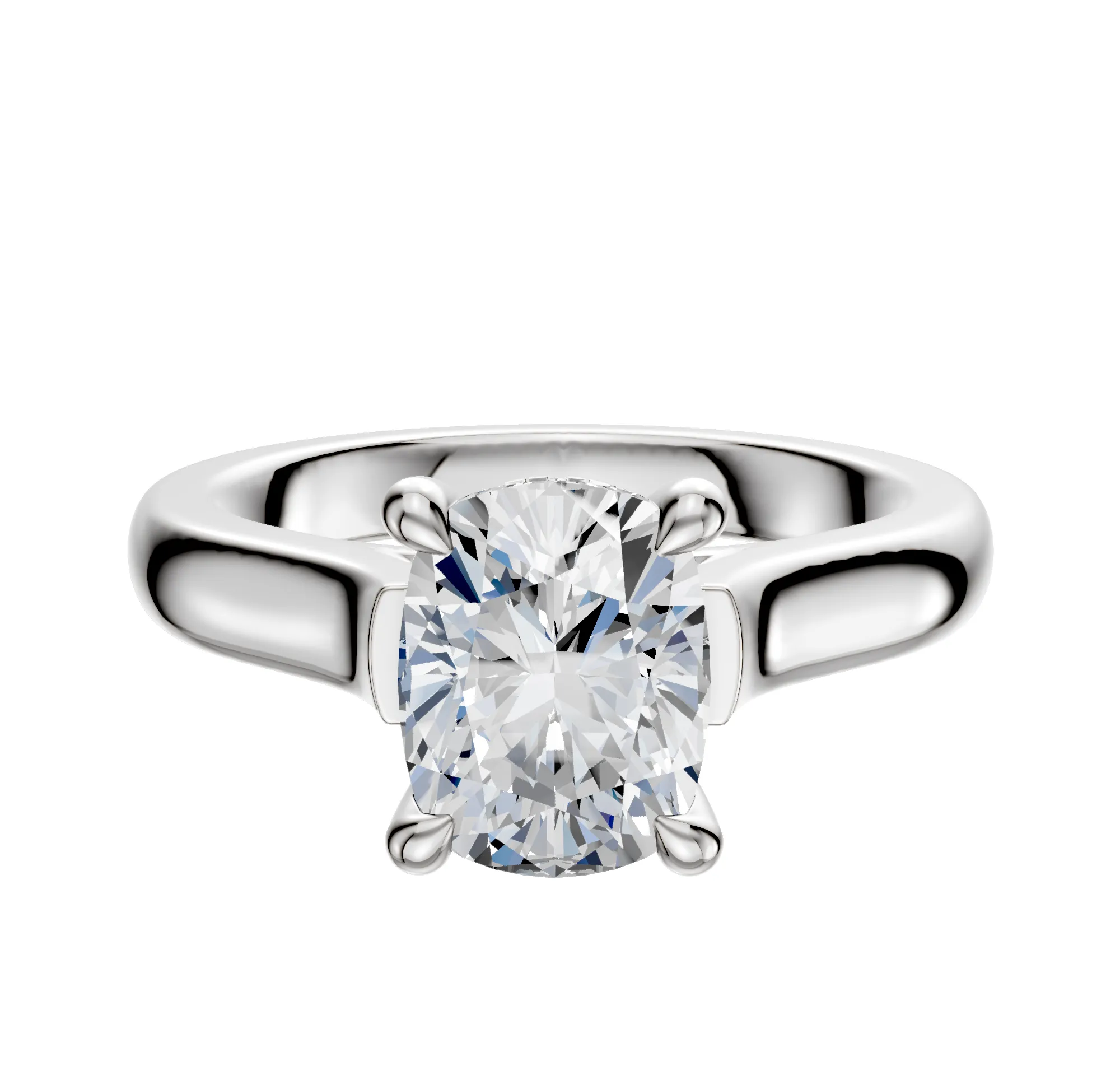 Platinum 4 Prong Hidden Halo Cathedral Dome 3.0mm Engagement Ring sold by Promise By Effy