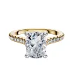 14K Two Tone 4 Prong Hidden Halo Cathedral Dome 1-Row-Pave 2.5mm Engagement Ring sold by Promise By Effy