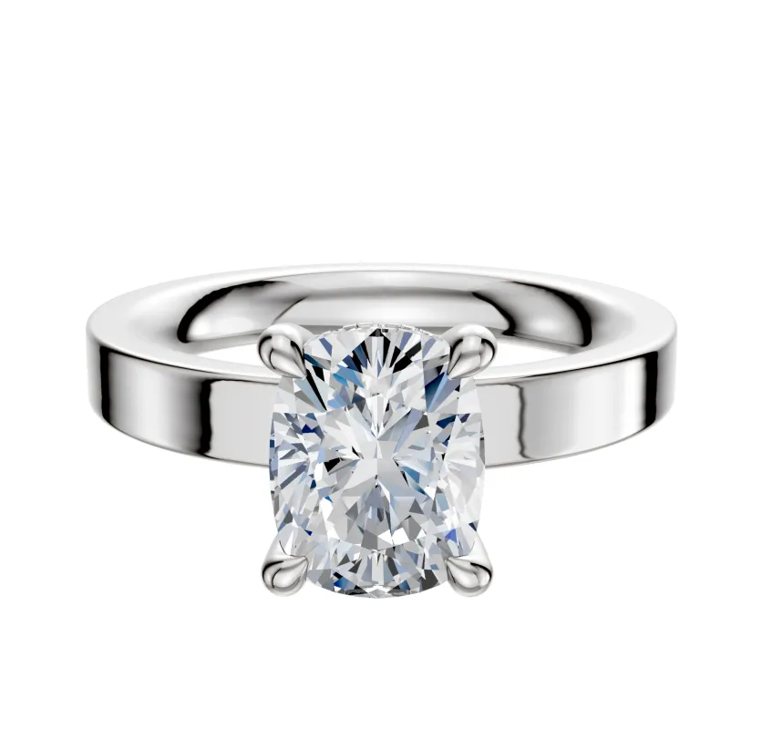 Platinum 4 Prong Hidden Halo Classic Flat 3.0mm Engagement Ring sold by Promise By Effy