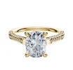 14K Yellow Gold 4 Prong Hidden Halo Cathedral Flat 3-Row-Pave 2.0mm Engagement Ring sold by Promise By Effy