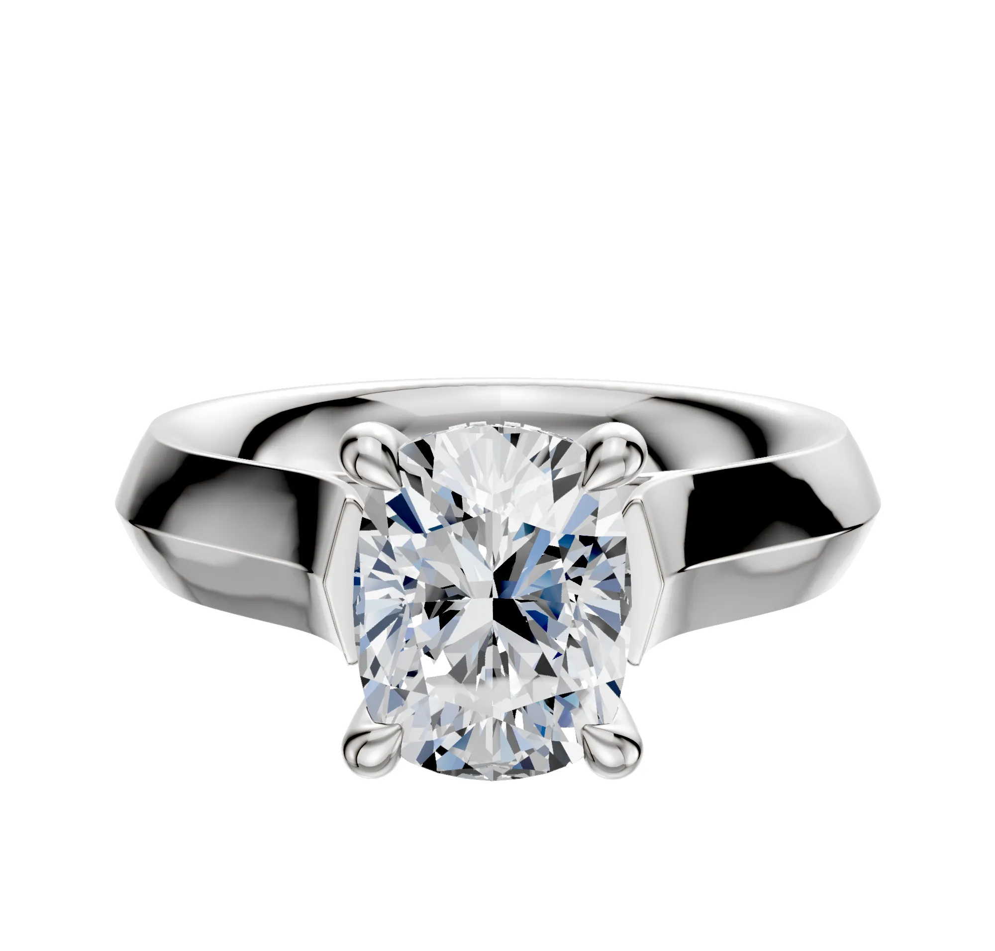 14K White Gold 4 Prong Hidden Halo Cathedral Knife Edge 4.0mm Engagement Ring sold by Promise By Effy