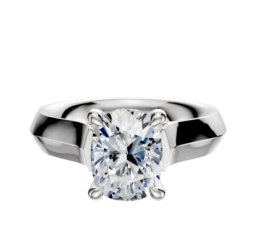 Platinum 4 Prong Hidden Halo Cathedral Knife Edge 4.0mm Engagement Ring sold by Promise By Effy