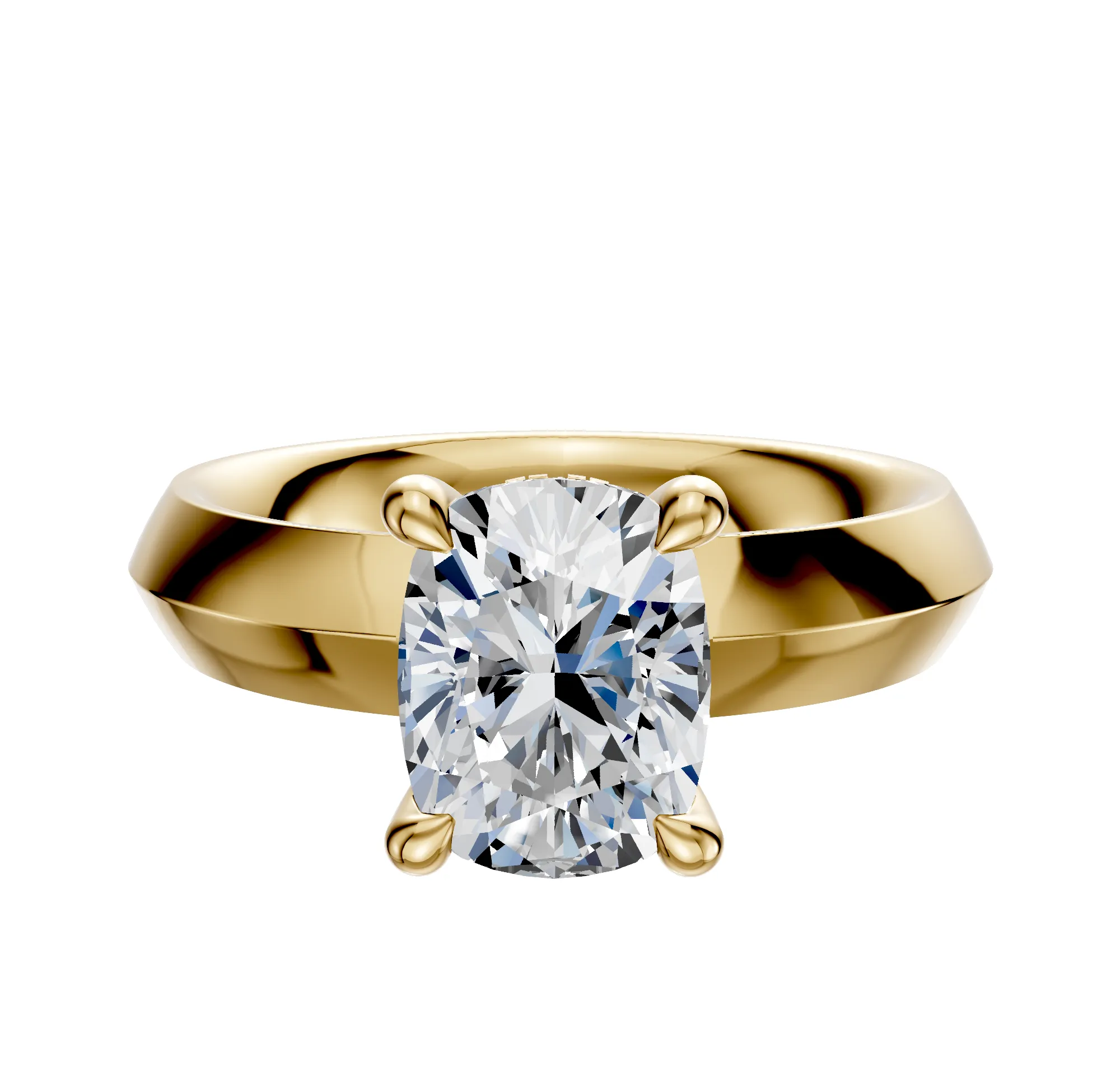 18K Yellow Gold 4 Prong Hidden Halo Classic Knife Edge 4.0mm Engagement Ring sold by Promise By Effy