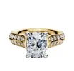 18K Two Tone 4 Prong Hidden Halo Cathedral Knife Edge 1-Row-Pave 2.5mm Engagement Ring sold by Promise By Effy