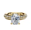 18K Yellow Gold 4 Prong Hidden Halo Classic Knife Edge 1-Row-Pave 2.5mm Engagement Ring sold by Promise By Effy