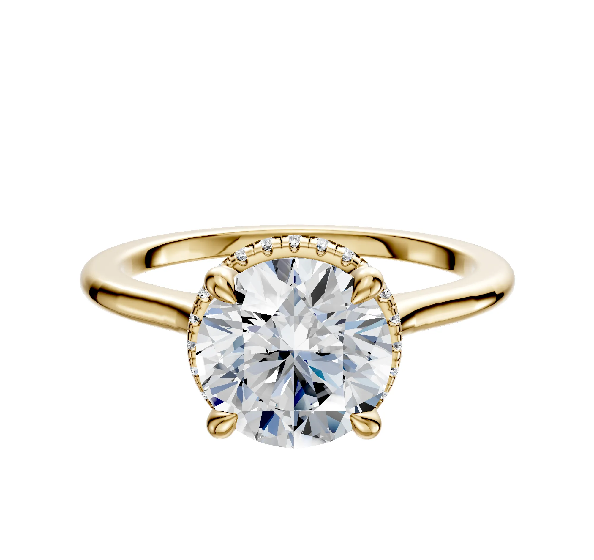 14K Yellow Gold 4 Prong Collar Cathedral Dome 1.5mm Engagement Ring sold by Promise By Effy